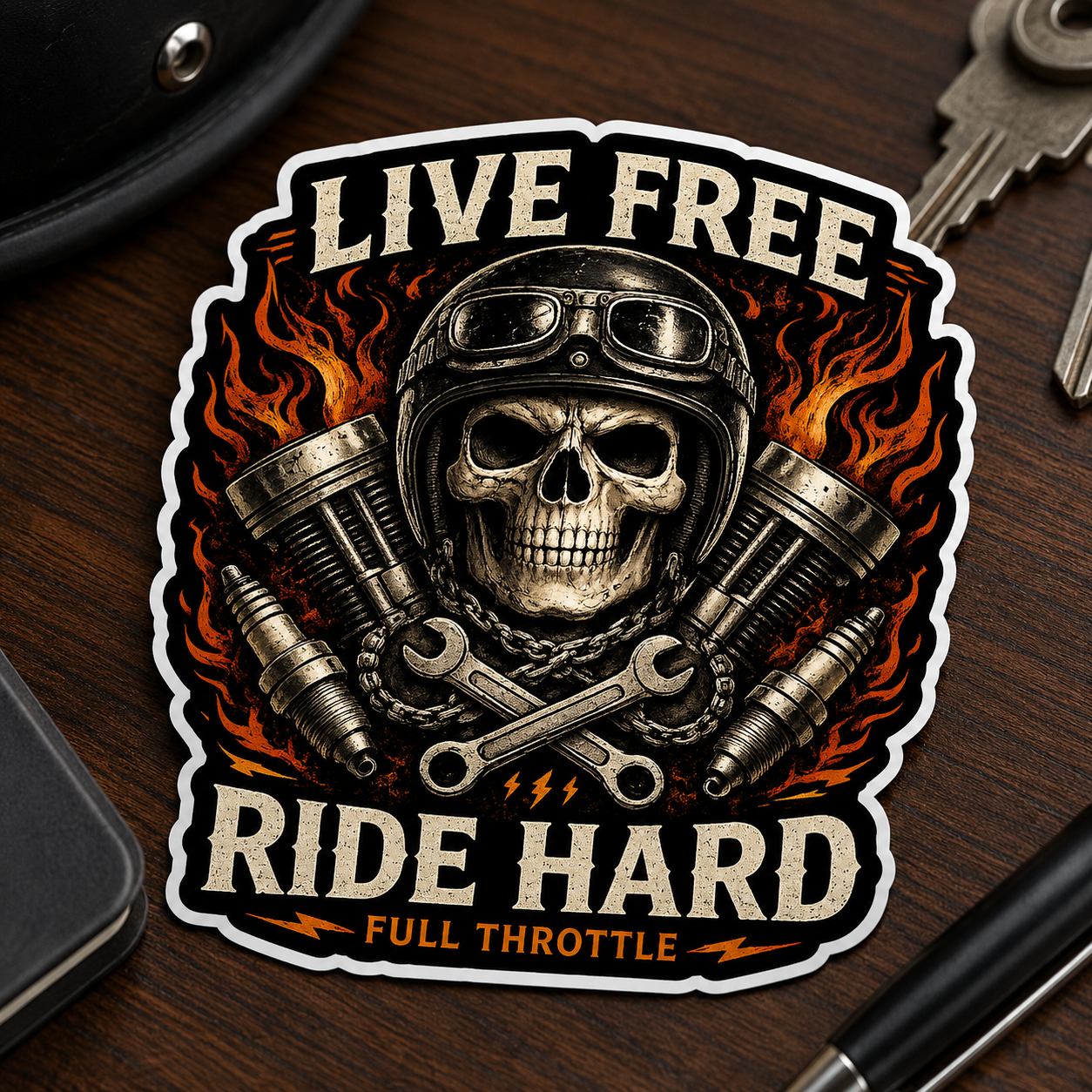 Live Free Ride Hard Motorcycle Sticker